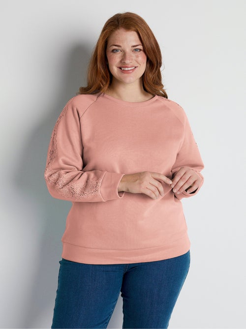 Sweat jersey col rond dentelle - Afibel - Kiabi