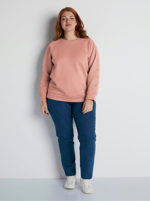 Sweat jersey col rond dentelle - Afibel - Kiabi
