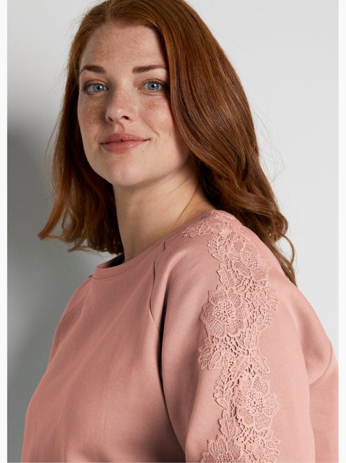 Sweat jersey col rond dentelle - Afibel - Kiabi