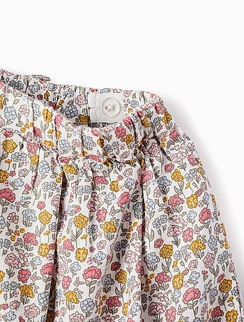 Sweat + Jupe-Culotte Florale avec Nœud