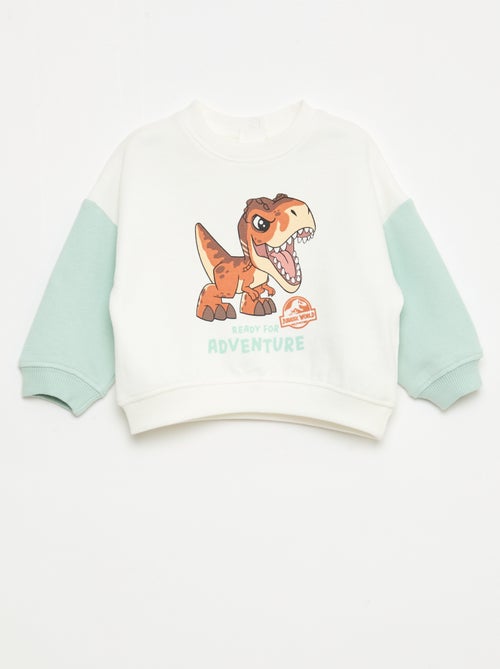 Sweat 'Jurassic world' avec manches contrastantes - Kiabi