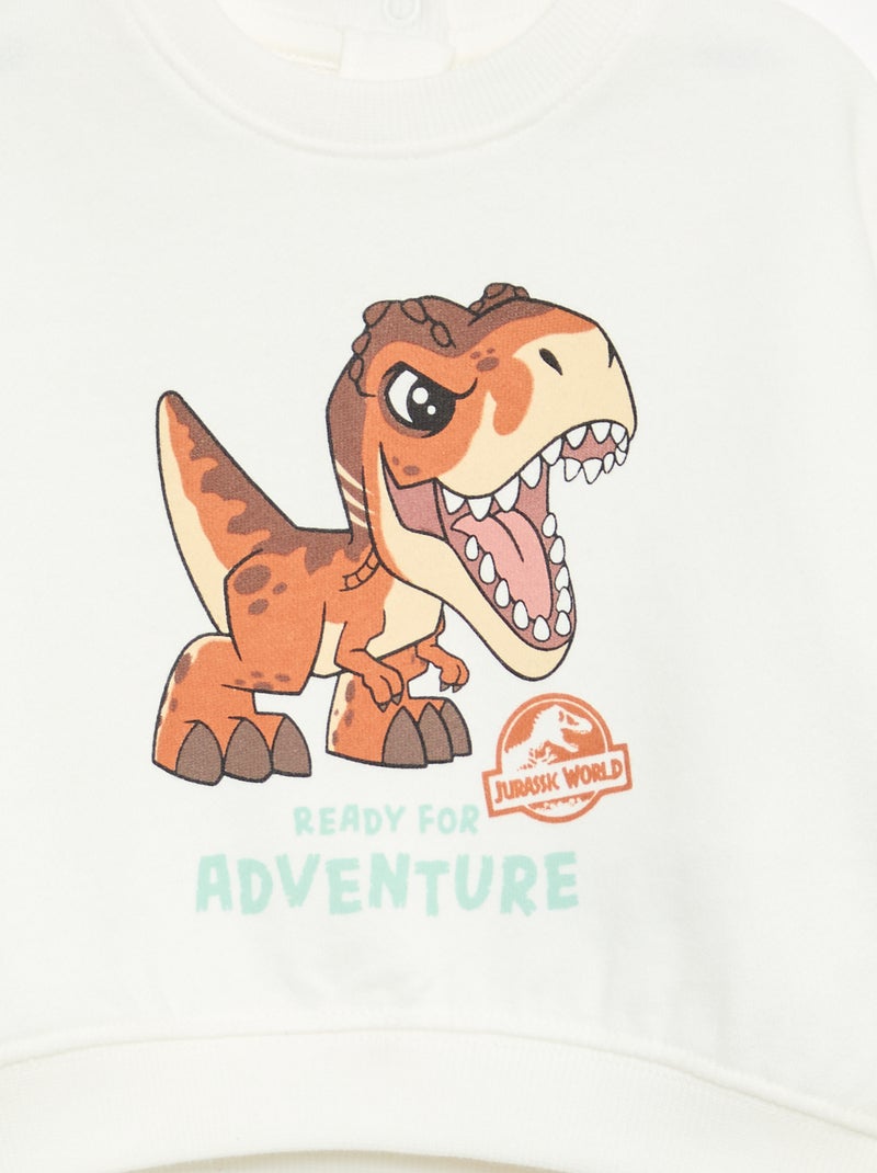Sweat 'Jurassic world' avec manches contrastantes Vert - Kiabi