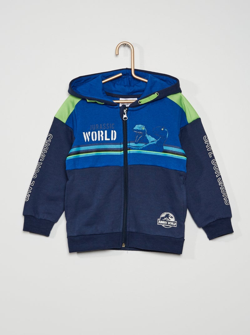 Sweat 'Jurassic World'  zippé bleu/jaune - Kiabi