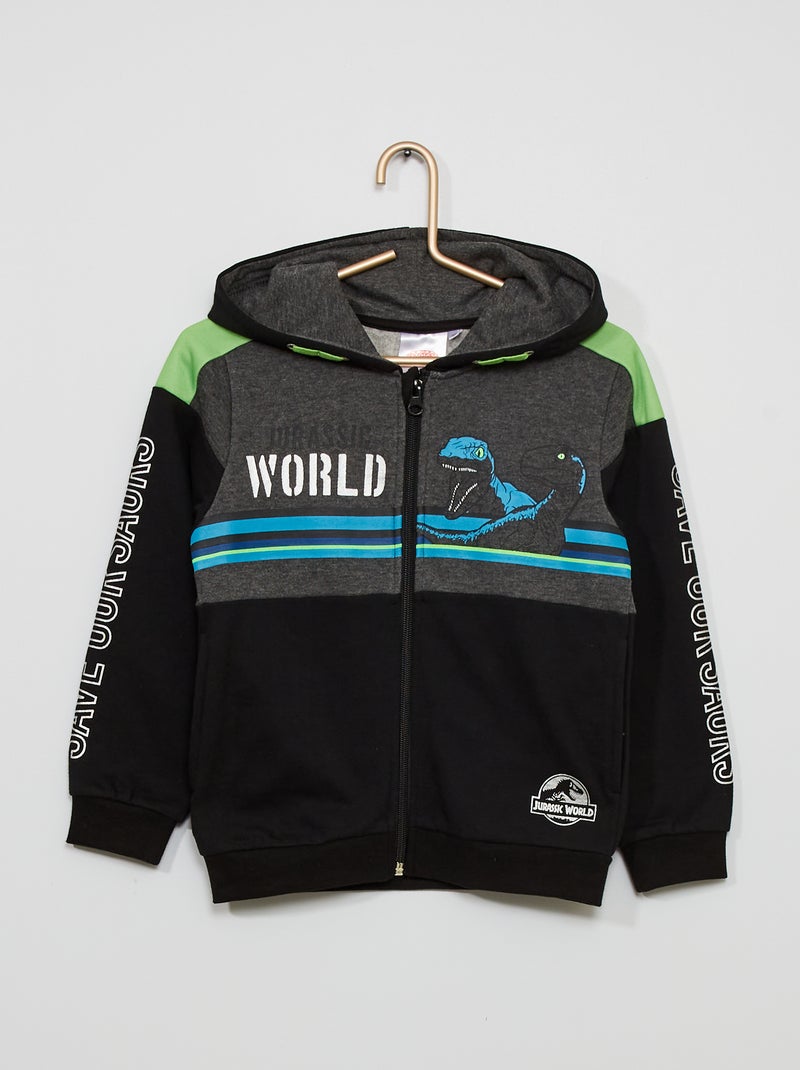 Sweat 'Jurassic World'  zippé noir - Kiabi