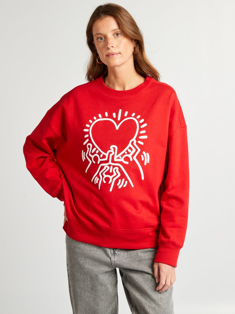 Sweat 'Keith Haring' - Saint-valentin Rouge - Kiabi