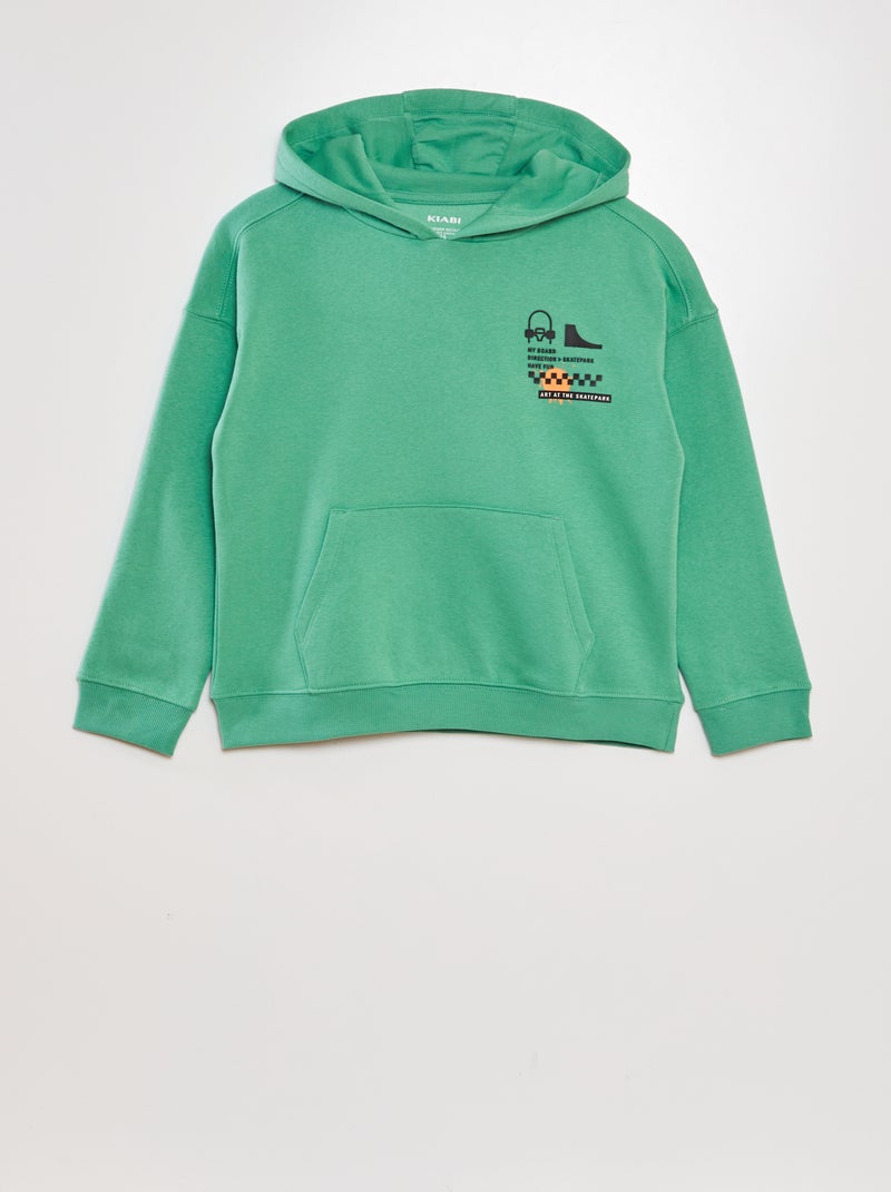 Sweat large à capuche fantaisie Vert - Kiabi