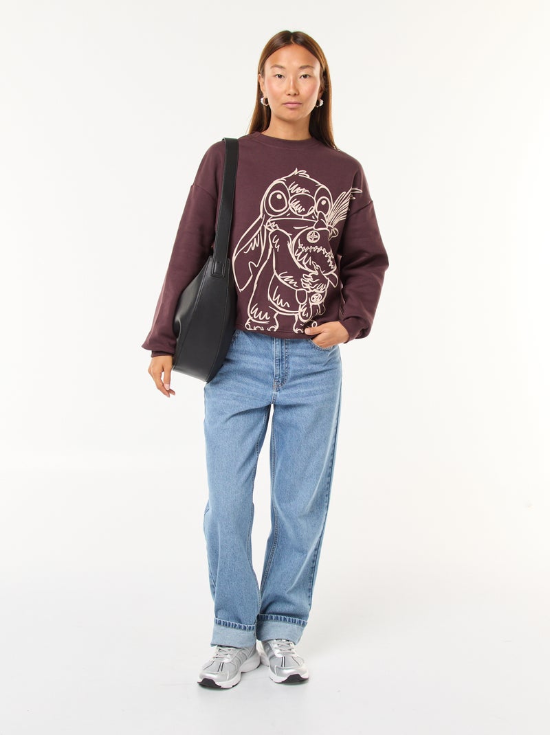 Sweat large imprimé 'Stitch' Marron - Kiabi