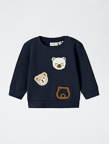 Sweat léger avec animation 'ours' en maille bouclette