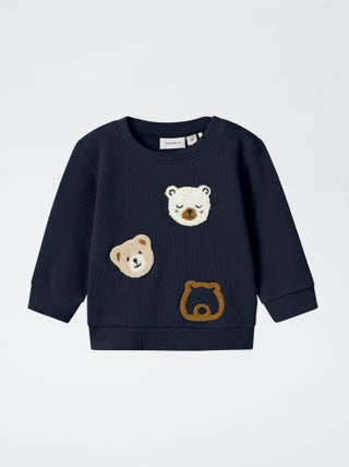 Sweat léger avec animation 'ours' en maille bouclette