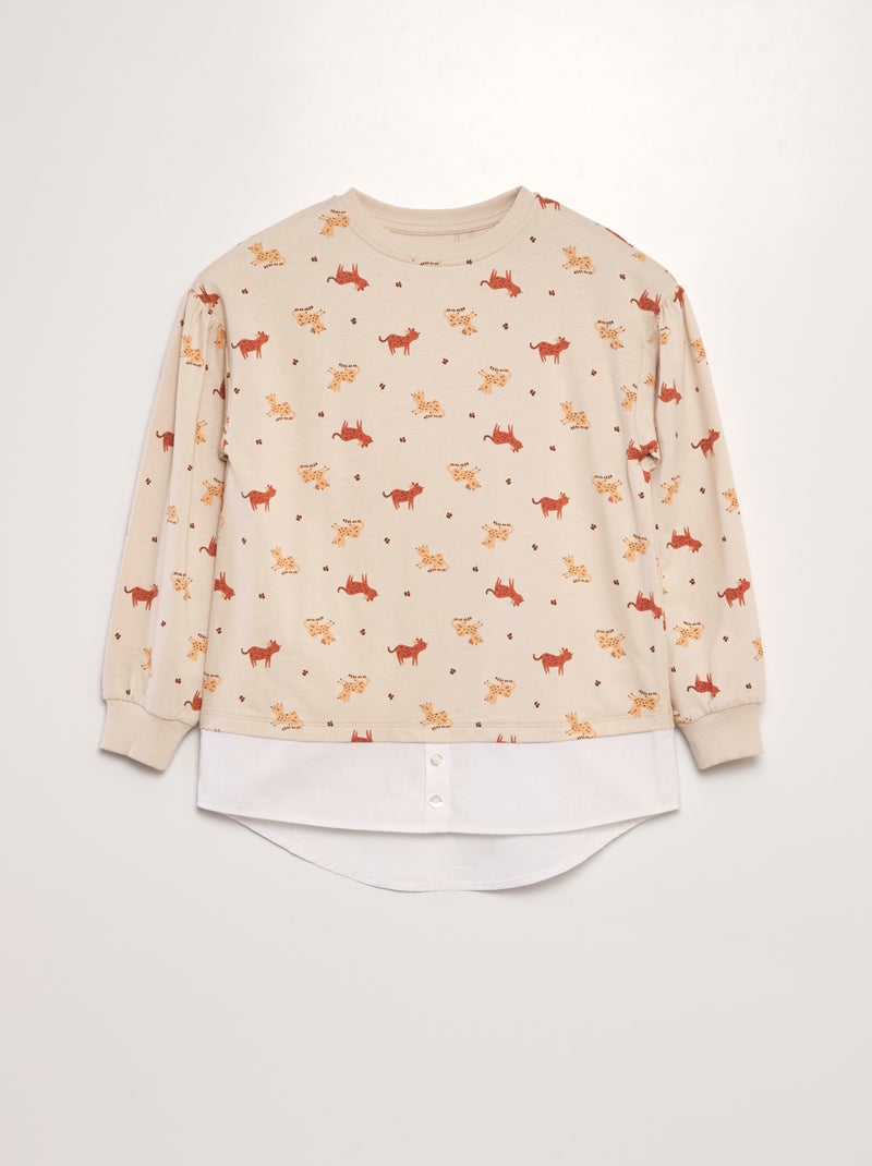 Sweat léger avec effet chemise Rose foncé - Kiabi