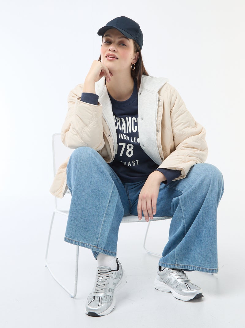Sweat léger en French Terry avec inscription Bleu - Kiabi