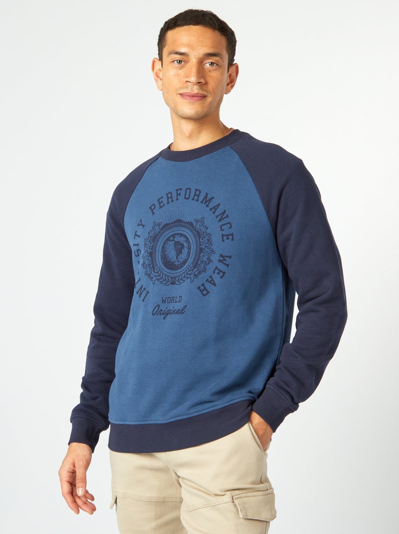 Sweat léger manches raglan Bleu - Kiabi