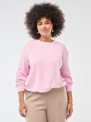 Sweat léger uni à col rond