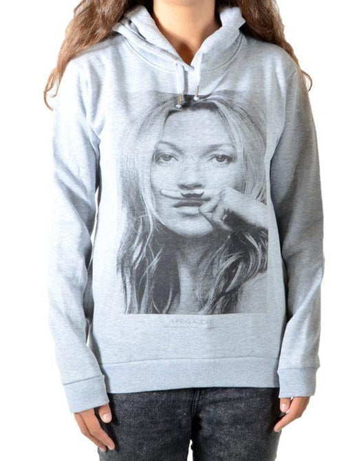 Sweat Little Eleven Paris Kate Moss HC Mixte Garçon   Fille  Gris Chiné - Kiabi