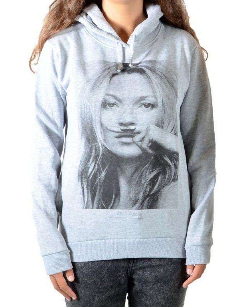 Sweat Little Eleven Paris Kate Moss HC Mixte Garçon   Fille  Gris Chiné Gris - Kiabi