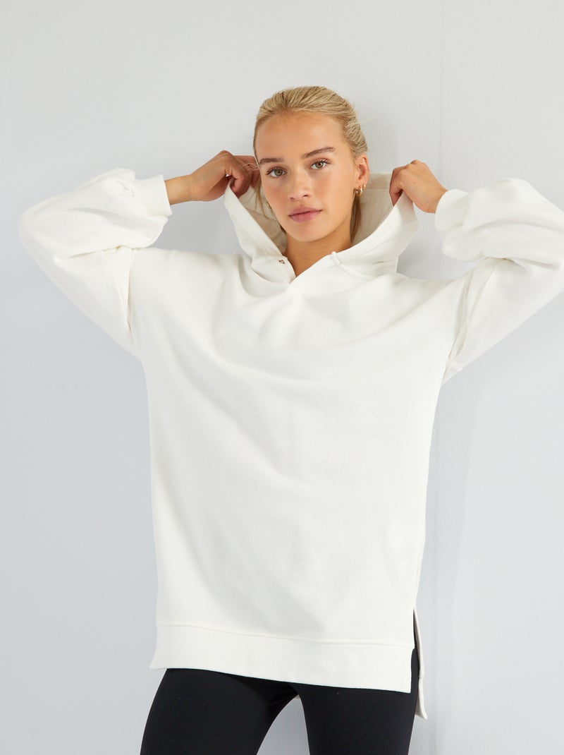 Sweat long avec capuche Blanc - Kiabi