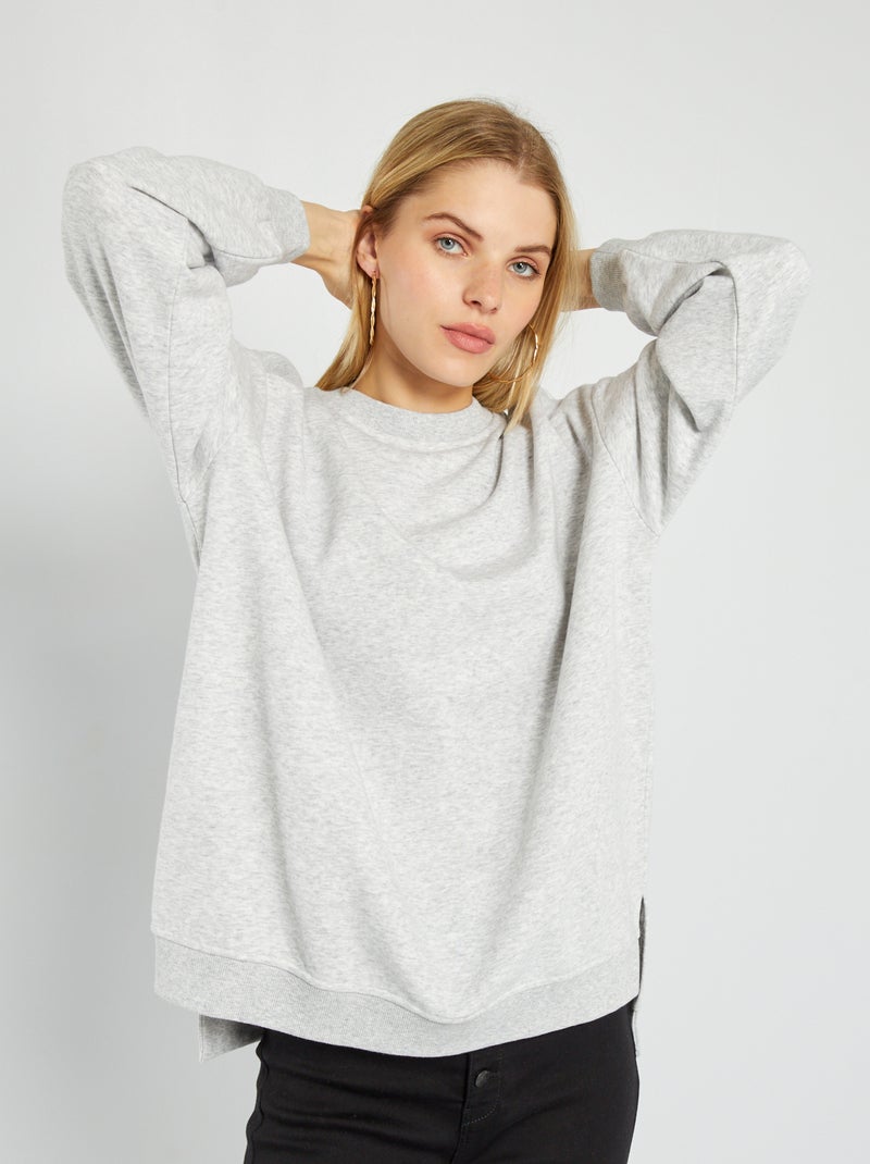 Sweat long en molleton Gris - Kiabi