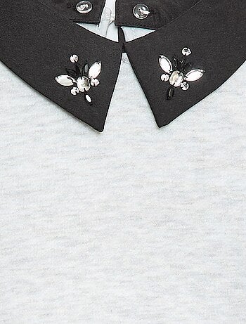 Sweat loose avec col à strass