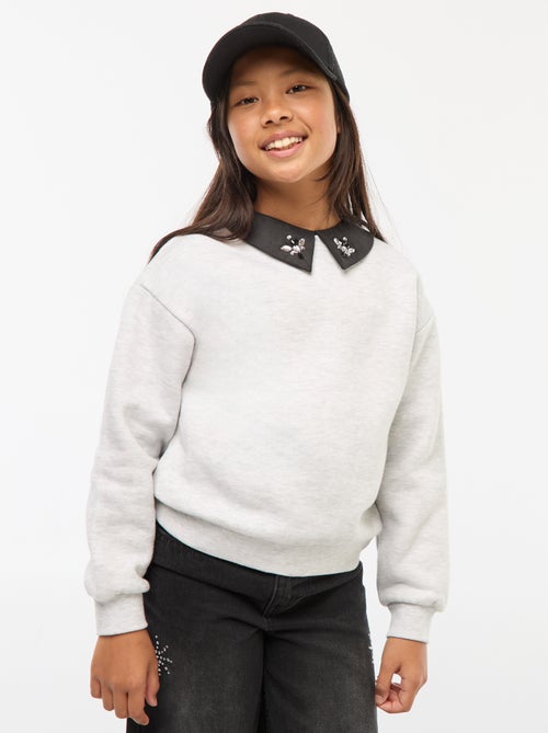 Sweat loose avec col à strass - Kiabi