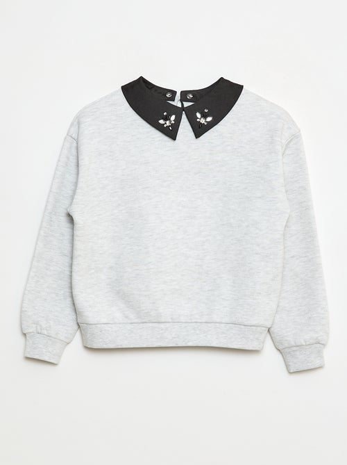 Sweat loose avec col à strass - Kiabi