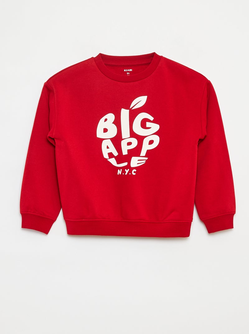 Sweat loose avec imprimé Rouge - Kiabi