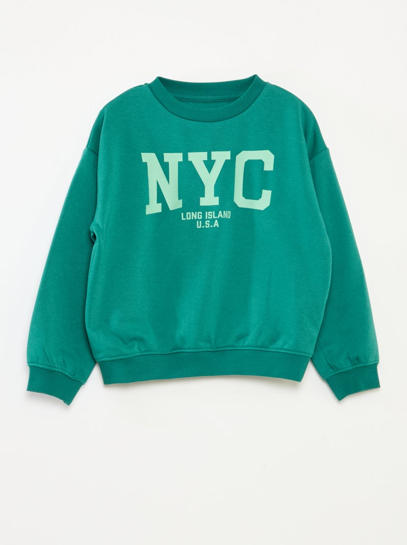 Sweat loose avec imprimé Vert - Kiabi