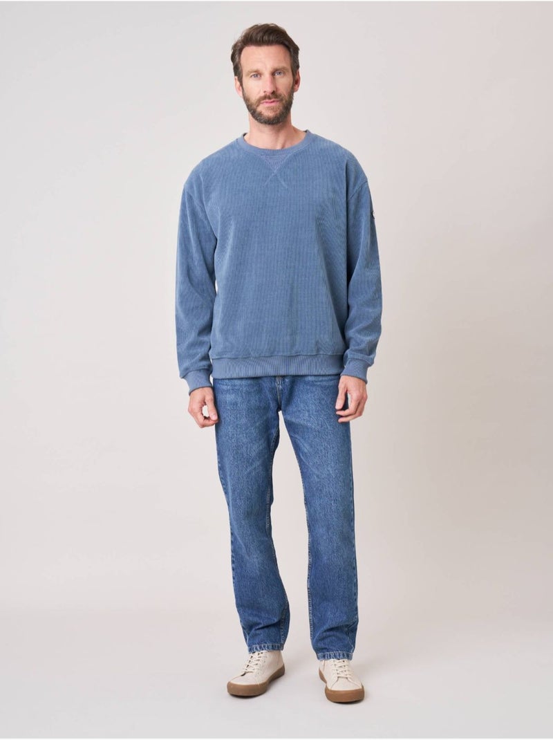 Sweat loose homme en velours côtelé 'deeluxe' Bleu - Kiabi