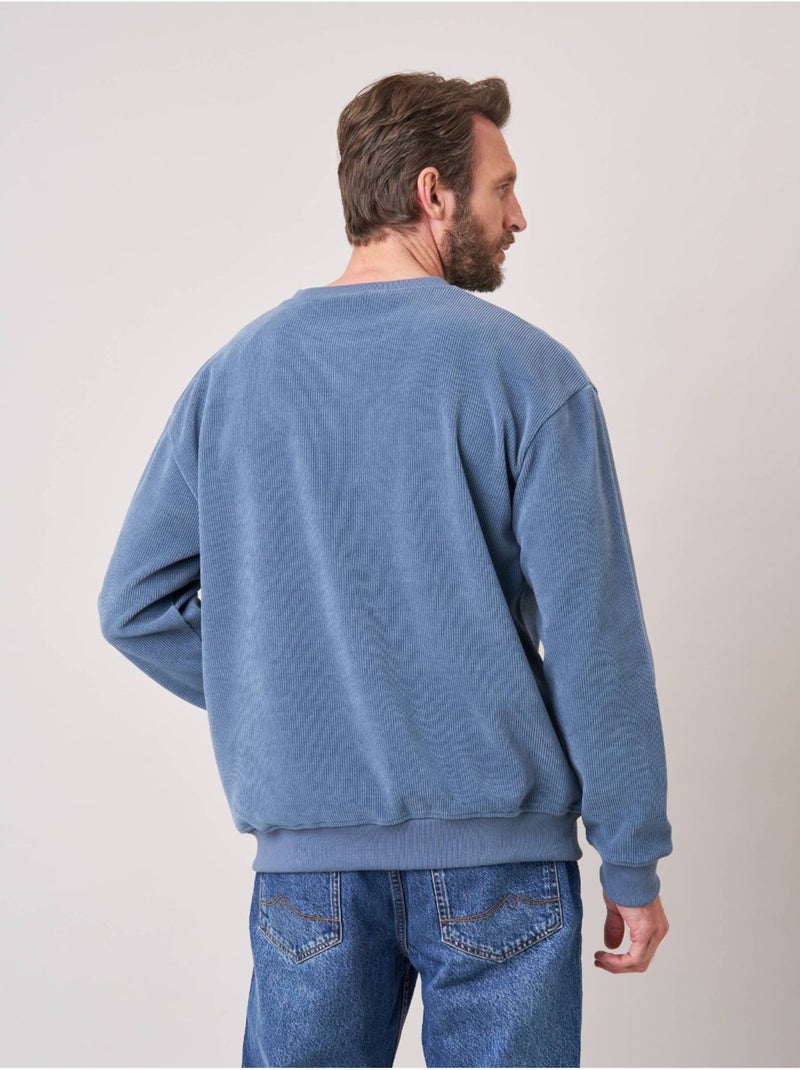 Sweat loose homme en velours côtelé 'deeluxe' Bleu - Kiabi