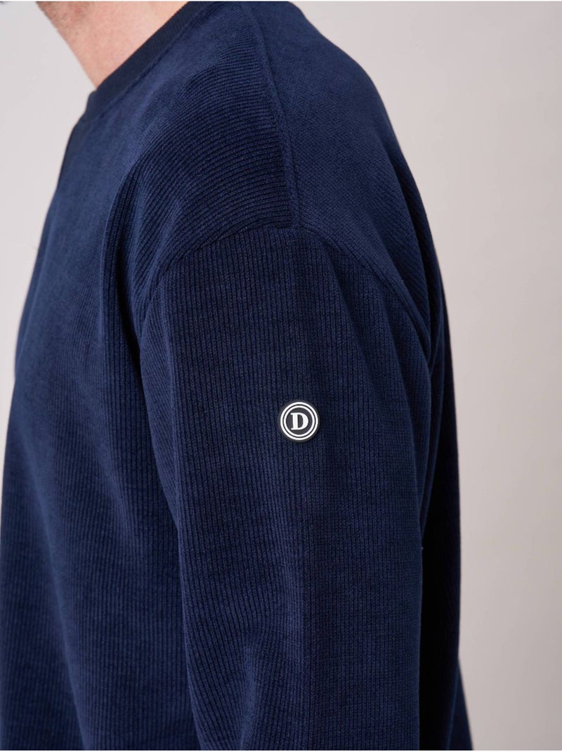 Sweat loose homme en velours côtelé 'deeluxe' Bleu nuit - Kiabi