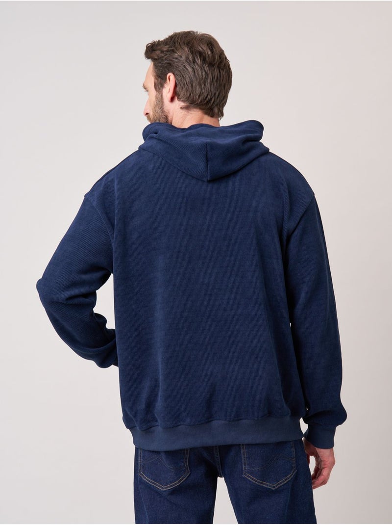 Sweat loose homme en velours côtelé 'deeluxe' Bleu nuit - Kiabi