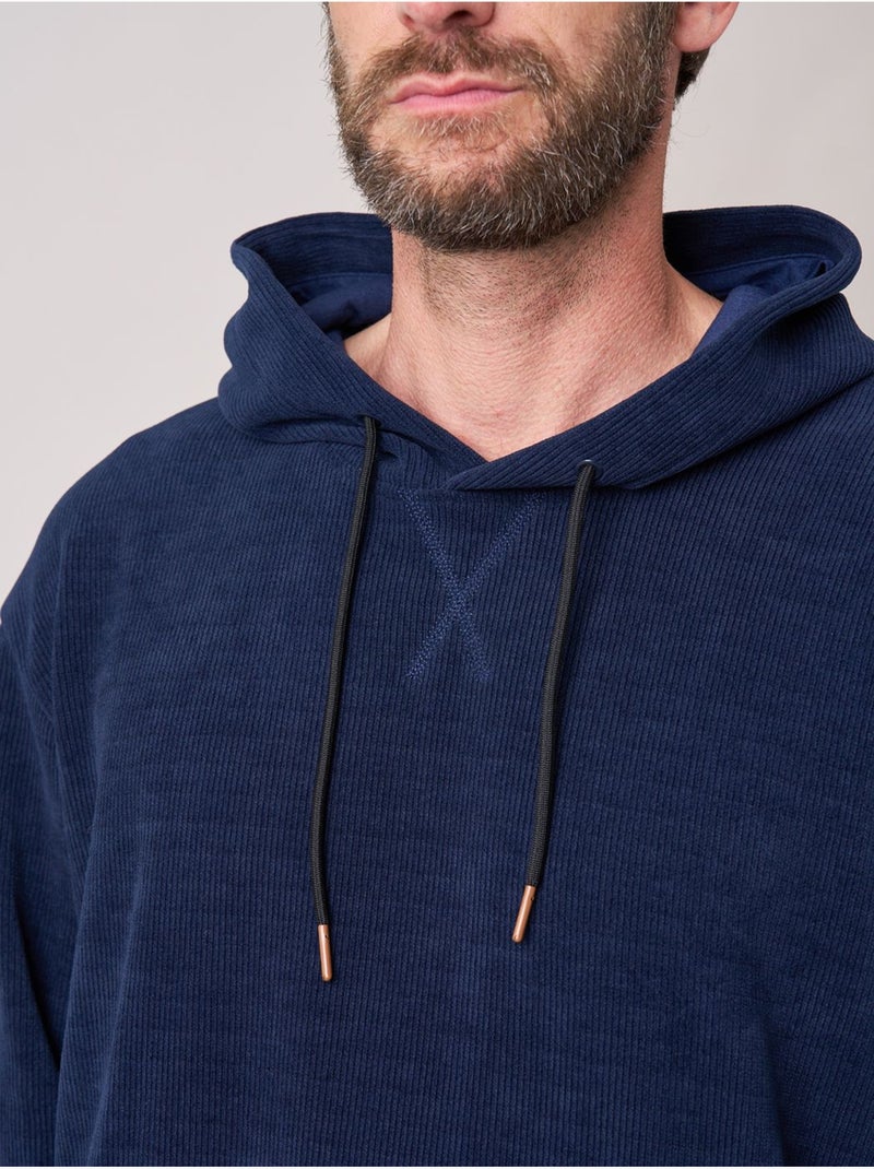 Sweat loose homme en velours côtelé 'deeluxe' Bleu nuit - Kiabi