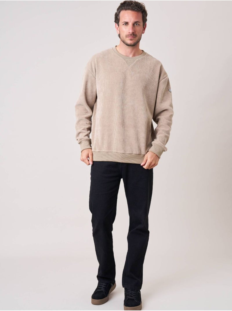 Sweat loose homme en velours côtelé 'deeluxe' Ecru - Kiabi