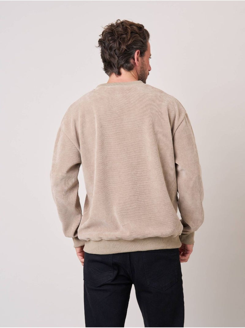 Sweat loose homme en velours côtelé 'deeluxe' Ecru - Kiabi