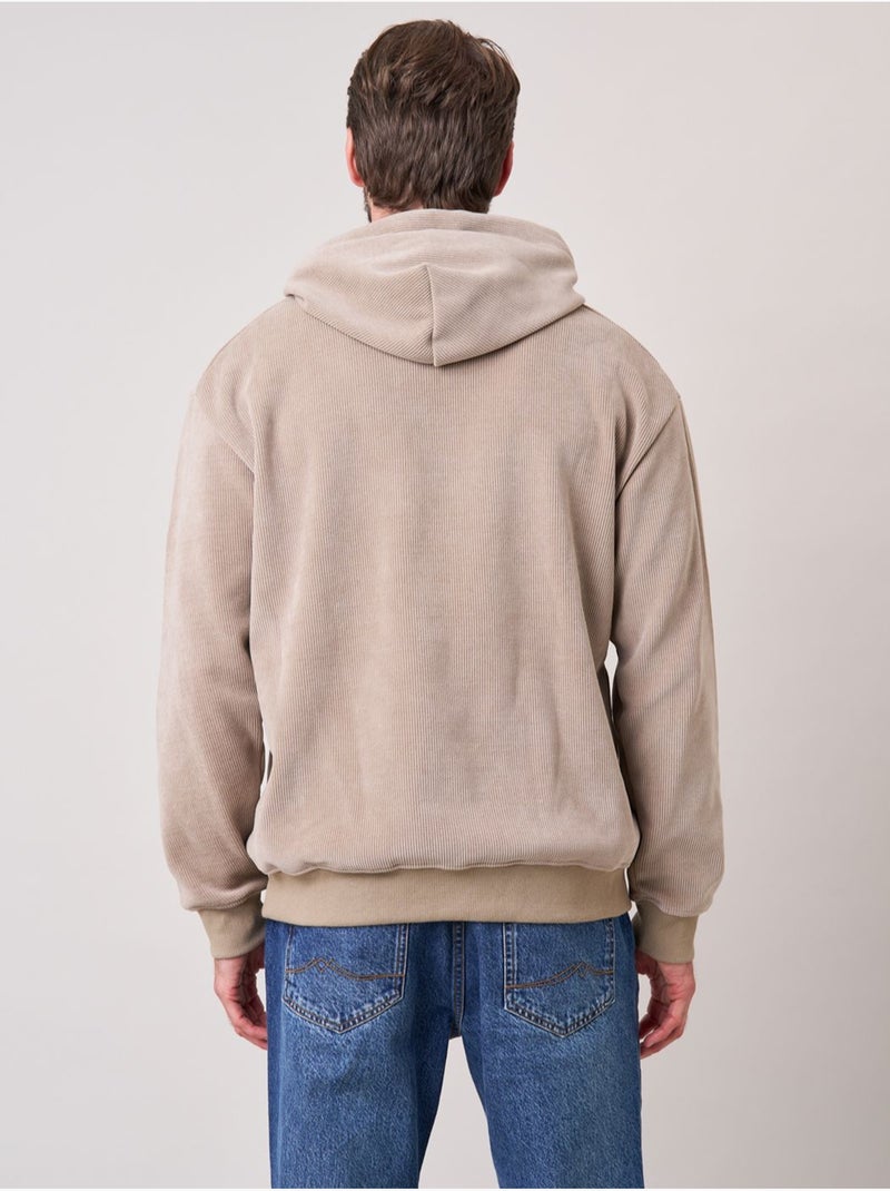 Sweat loose homme en velours côtelé 'deeluxe' Ecru - Kiabi