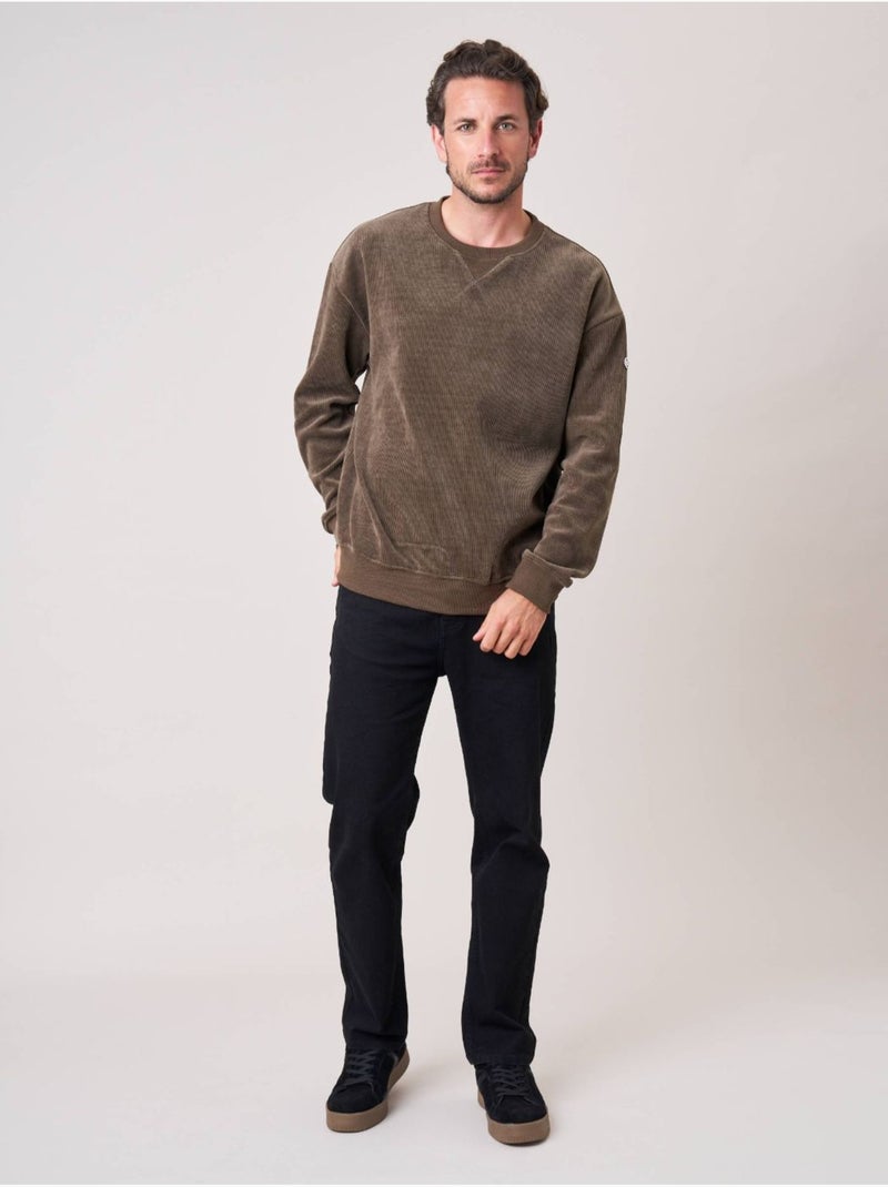 Sweat loose homme en velours côtelé 'deeluxe' Kaki - Kiabi