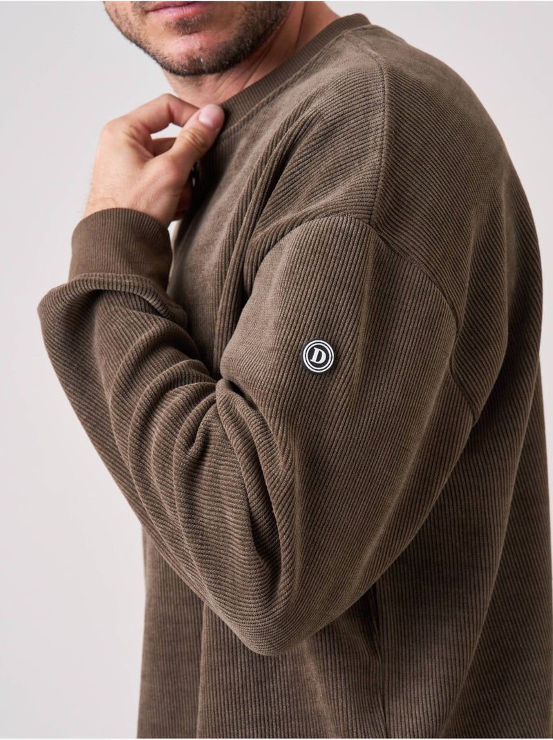 Sweat loose homme en velours côtelé 'deeluxe' Kaki - Kiabi