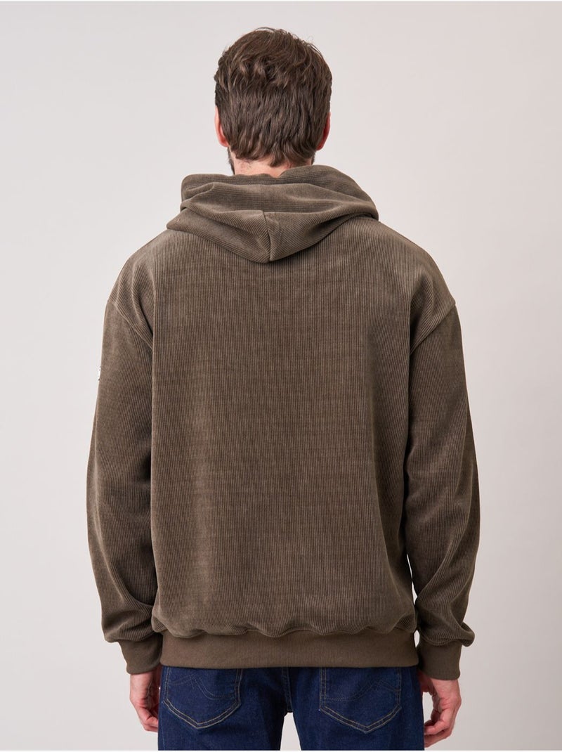 Sweat loose homme en velours côtelé 'deeluxe' Kaki - Kiabi