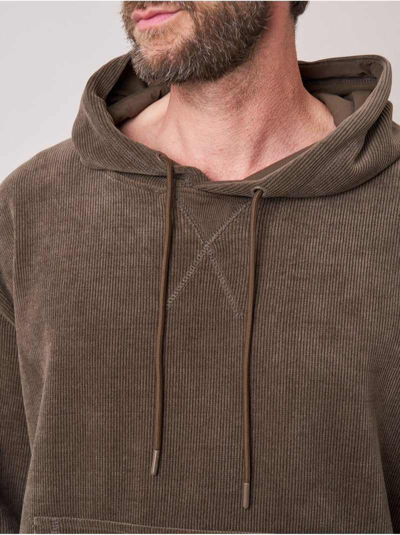 Sweat loose homme en velours côtelé 'deeluxe' Kaki - Kiabi