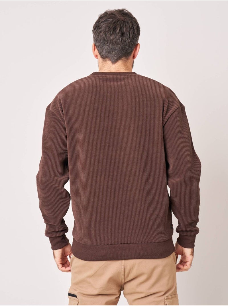 Sweat loose homme en velours côtelé 'deeluxe' Marron foncé - Kiabi