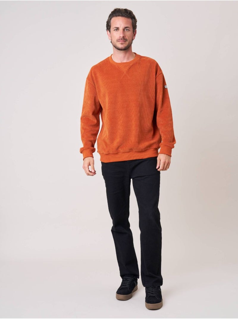 Sweat loose homme en velours côtelé 'deeluxe' Orange - Kiabi