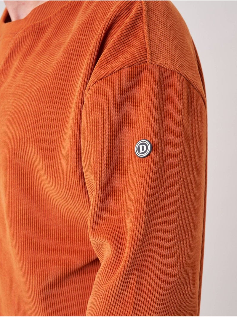 Sweat loose homme en velours côtelé 'deeluxe' Orange - Kiabi