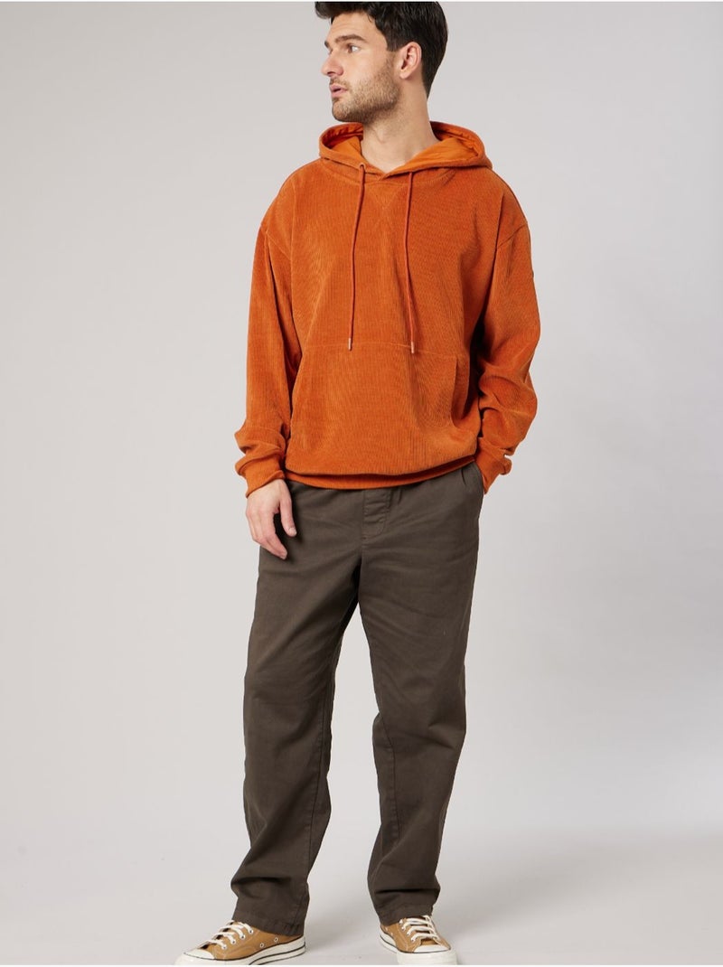 Sweat loose homme en velours côtelé 'deeluxe' Orange - Kiabi