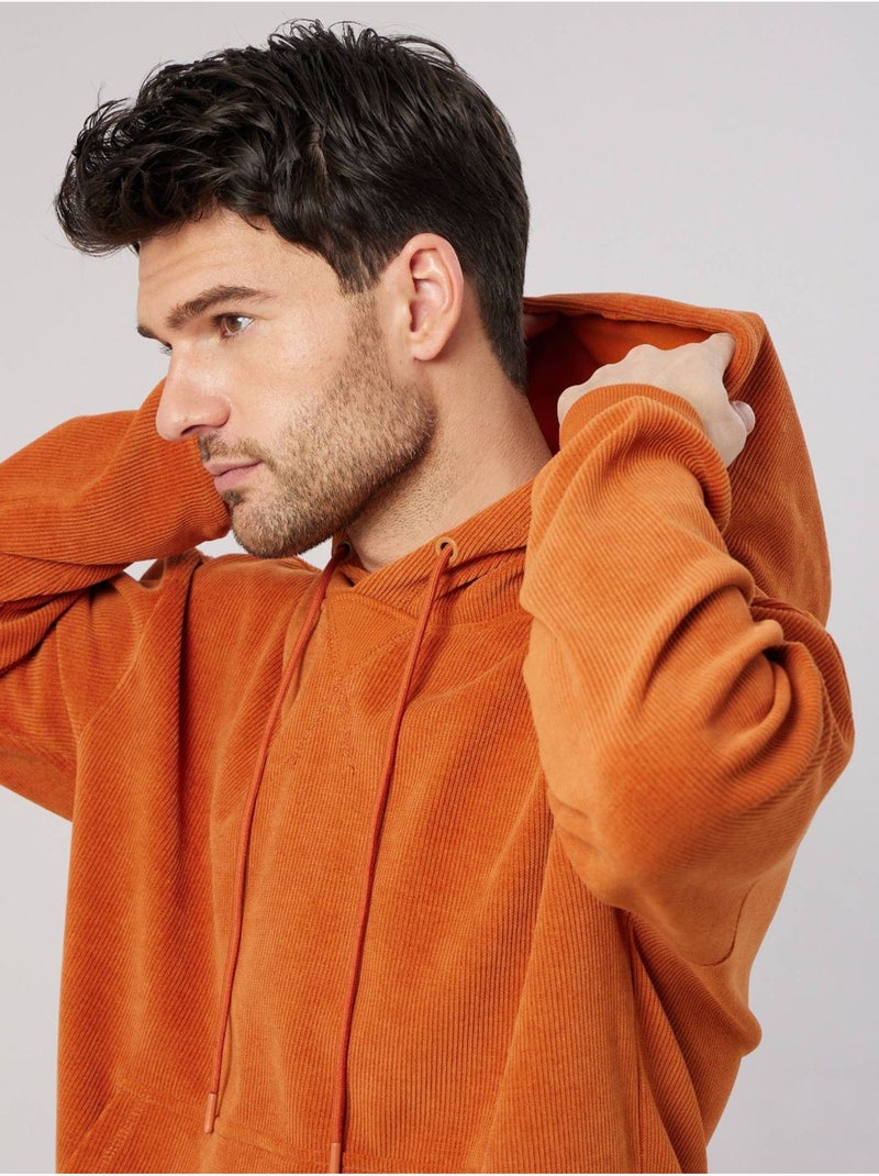 Sweat loose homme en velours côtelé 'deeluxe' Orange - Kiabi
