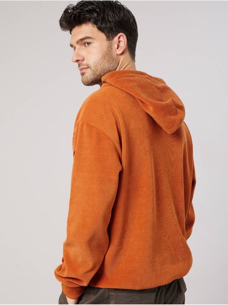Sweat loose homme en velours côtelé 'deeluxe' Orange - Kiabi