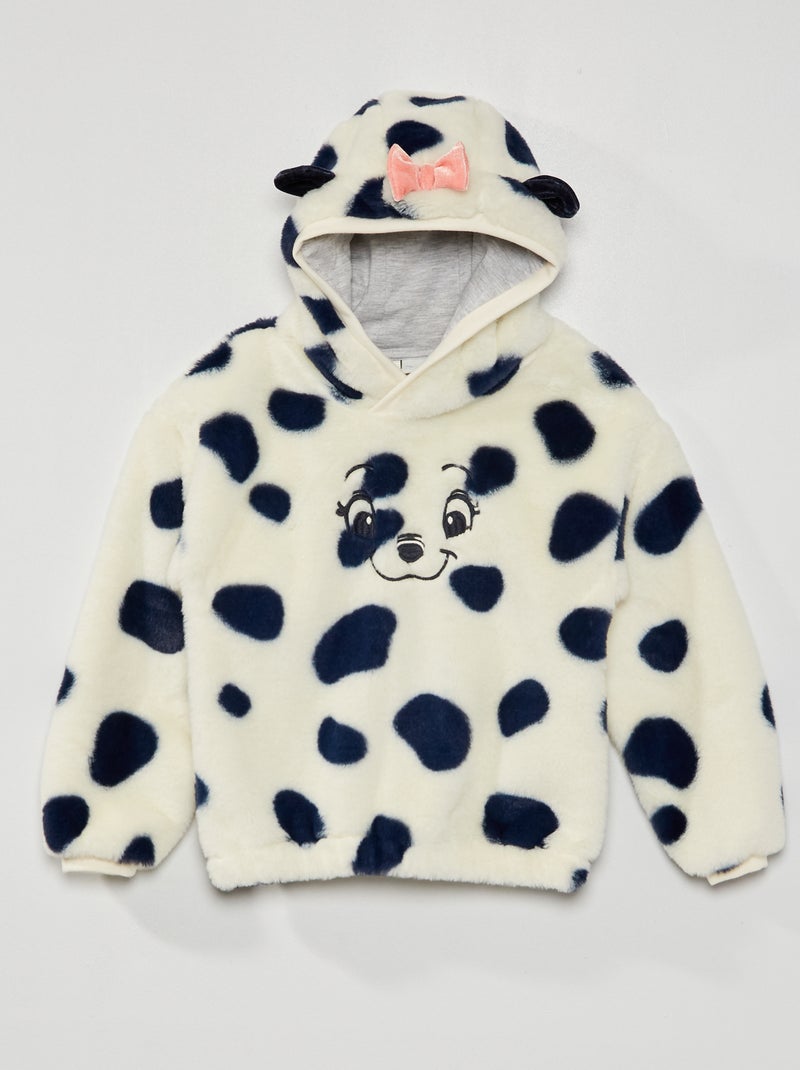 Sweat maille peluche 'Dalmatien' Blanc/bleu - Kiabi
