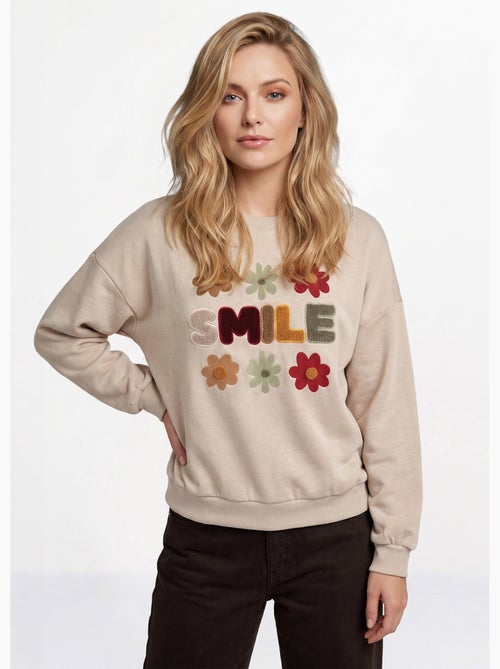 Sweat manches longues message brodé smile - afibel - Kiabi Sweat manches longues message brodé smile - afibel - Kiabi