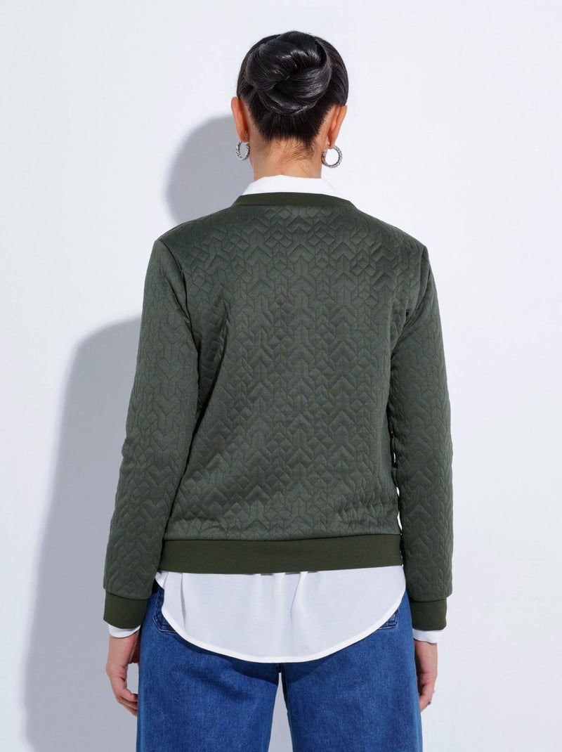 Sweat manches longues motif origami - Afibel Kaki - Kiabi