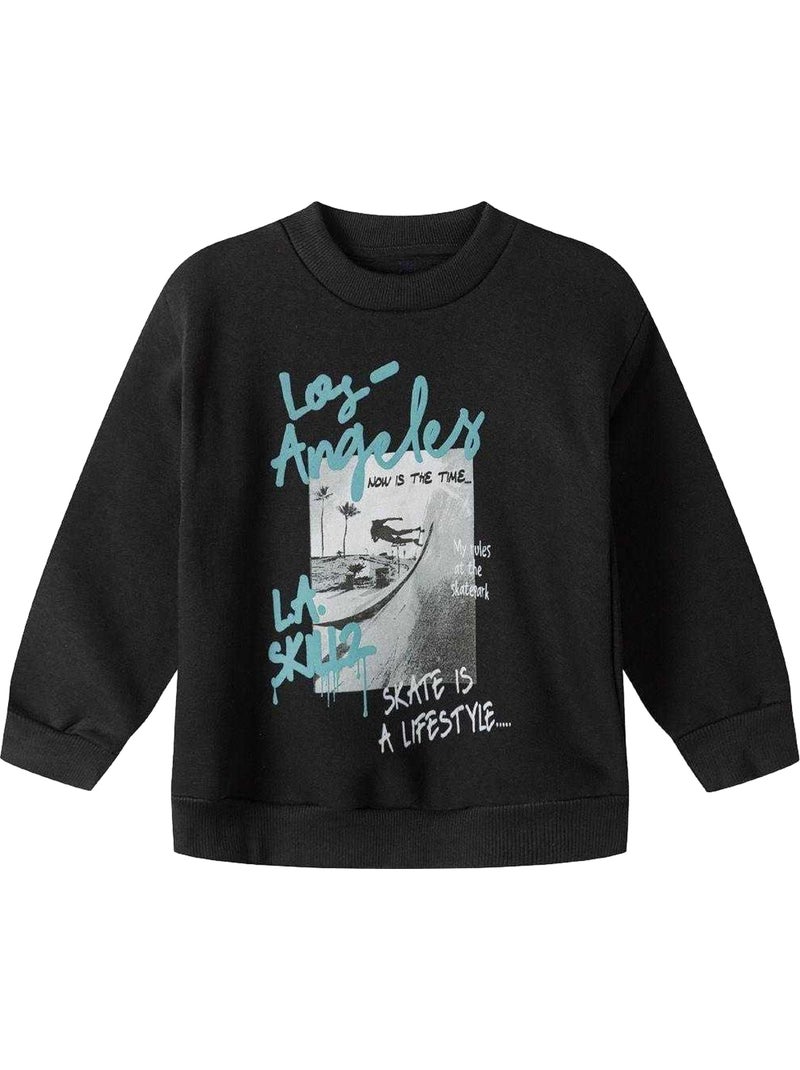 Sweat manches longues motif/style imprimé graphique - minoti Noir - Kiabi