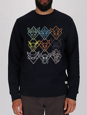 Sweat manches longues Pokémon broderies Evoli évolutions prismatiques - Polycoton