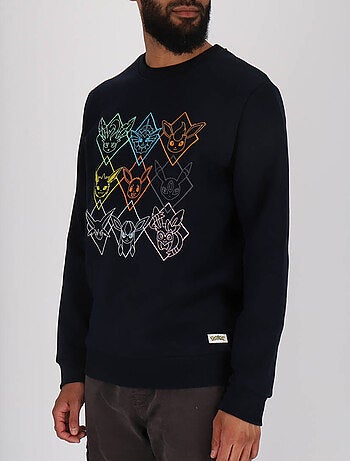Sweat manches longues Pokémon broderies Evoli évolutions prismatiques - Polycoton